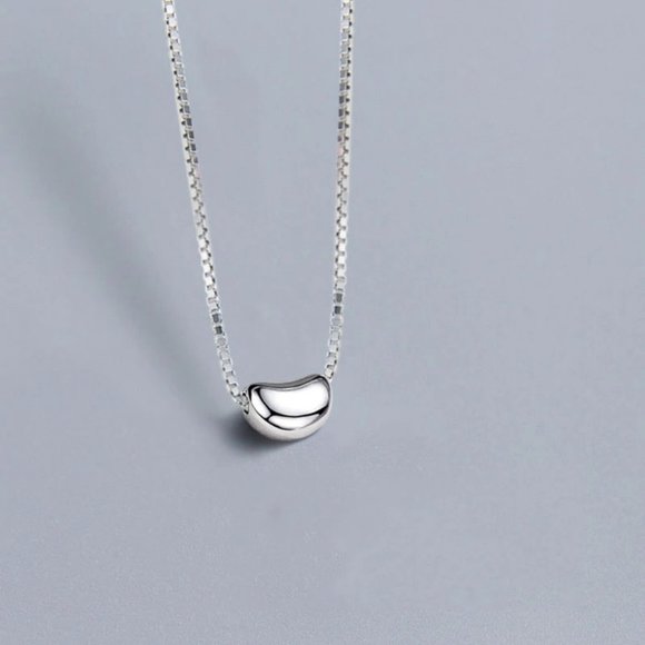 *NEW 925 Sterling Silver Simple Bean Necklace - Picture 6 of 8